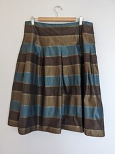 Next Ladies Skirt Knee Length Taffeta Feel Material Gold Tread Brown UK 16