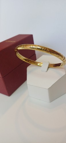 Rolled gold engraved bangle - rolled,