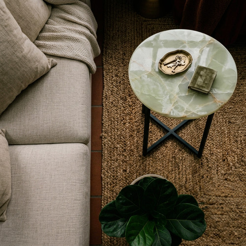 Luxury green onyx side table - green,