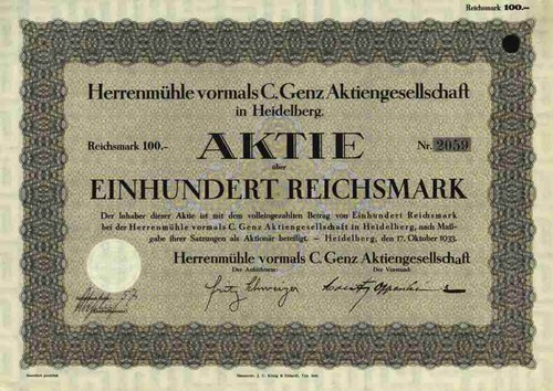 Herrenmühle genz ag 1933 - c.,