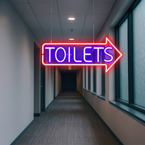 Toilets arrow neon sign - arrow, sign,toilet