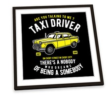 Taxi Driver Film Black FRAMED ART PRINT Picture Square Artwork