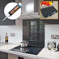 Glass Splashbacks Black Brick Glass and Accessories - Made By Premier Range