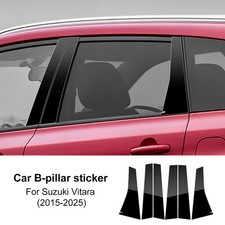B-Pillar Stickers PC Protective Trim Glossy Black For Suzuki Vitara 2015-2025