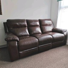 Leather Recliner Sofa 3-Seater Dark Brown from Harveys