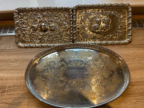 Antique silver trays 19th - antique,