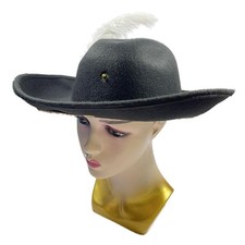 Pirate Hat with Feather,Multipurpose Vintage Novelty Buccaneer Tricorn Hat for