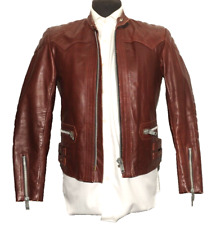 VINTAGE KETT GENUINE HIDE LEATHER BIKER MOTORCYCLE JACKET BURGUNDY 38'' 1970’s