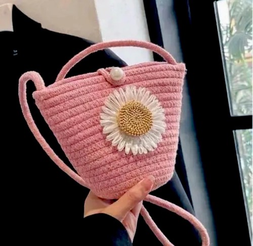 Pink crochet daisy - crochet,