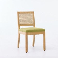 Set of 2 Wood Rattan Dining