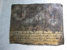 ANTIQUE SPANISH COLONIAL PAINTING RETABLO ON TIN - DATED 1853