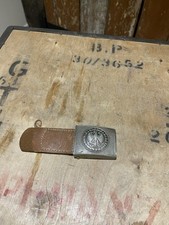 Original Early Cold War West German Army Metal Belt "Box" Buckle Leather Tab