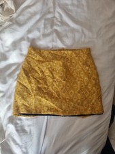 Zara Mini Skirt Mustard Aztec Print Stunning Size M Yellow