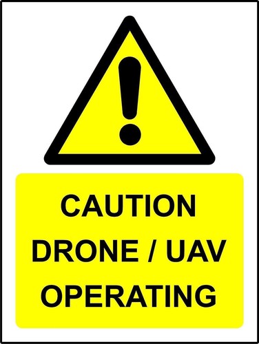 Caution drone uav operating - drone/uav,