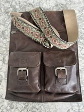 GAP Brown Leather Hobo Crossbody Unisex Messenger Bag, Guitar Strap