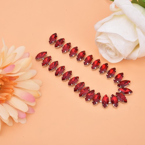 Red crystal rhinestone chain - red,