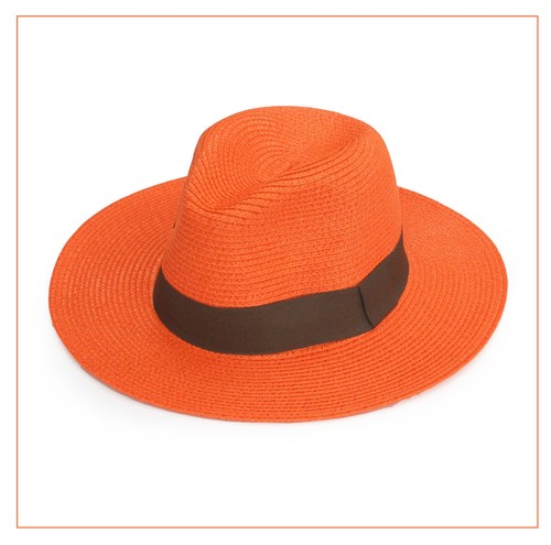 Panama trilby orange hat - trilby, black