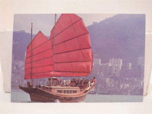 Hong kong harbor junk - harbor, red