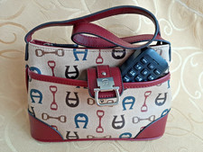 CHIC Classic Etienne Aigner Hand Bag Signature Logo Print with Single Strap