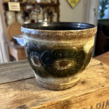 Vintage Scheurich West German Pottery Planter / Plant Pot - Cream & Green