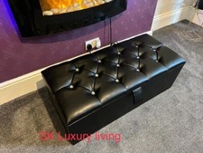 Faux Leather Black Ottoman
