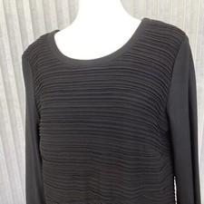 Gerry Weber Black Ribbed Long Sleeve Sheath Dress Lined Size 12