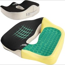 Feagar Gel Seat Cushion for Back Pain-Orthopaedic Non-Slip Memory Foam Coccyx