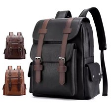 Men PU Leather Backpack Large
