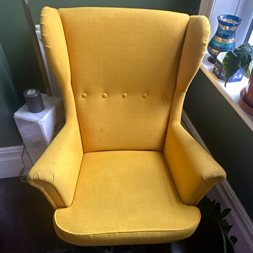 Yellow upholstered wingback - upholstered,