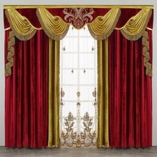 American Luxury Curtains Villa Bedroom Velvet Red European Palace Style Curtains