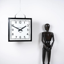 Huge Reclaimed Double Sided Square Factory Clock by English Clock Systems Ltd