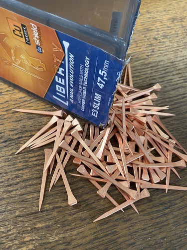 Copper plated horseshoe - plated, nails