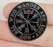 NOT ALL WHO WANDER BIKER HIKING VIKING ENAMEL PIN BADGE