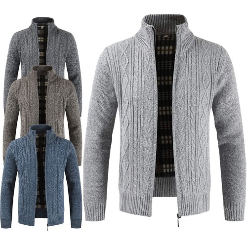 Men cardigan thick zip - cardigan,