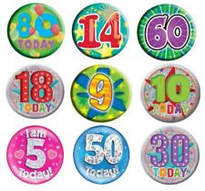 Birthday Party Badge  Milestone Ages Male Female Boy Girl Pink Blue - 14 80 9