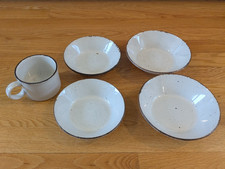 5 Piece Midwinter Stonehenge Creation Lot Speckled Cereal Fruit Bowls + Mug