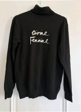 M&S X Bella Freud 100% Cashmere Divine Feminine Black Long Rollneck Jumper XL