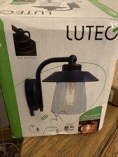 LUTEC CATE OUTDOOR WALL LIGHT WITH PIR SENSOR BLACK RUST