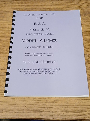 Bsa parts book - book, wd