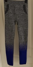Ladies Grey and Blue Souluxe Leggings, Size S