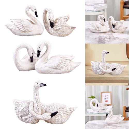 Couple swan figurines - swan, resin