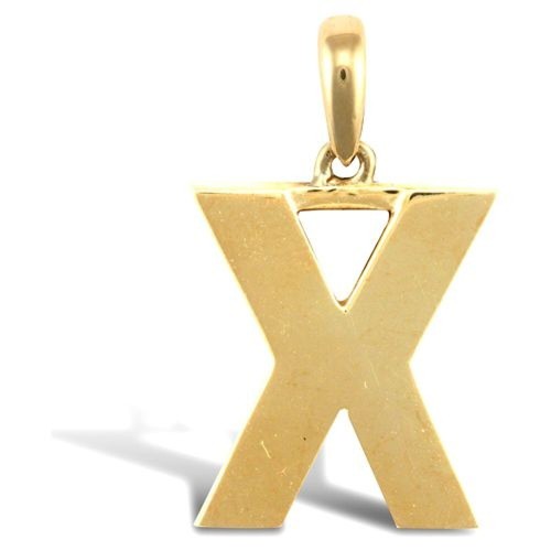 Gold initial pendant solid - initial,