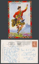 A Highland Dancer Dancing Scottish Costumes Kilts Scotland 1953 Old ART Postcard