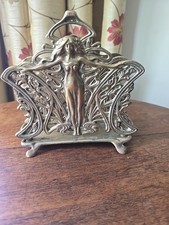 Art Nouveau Solid Brass Letter Rack . 6.5 Inches High & 6.5 Inches Wide . VGC