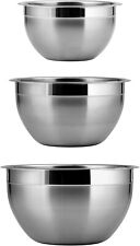 Set of 3 Professional Stainless Steel German Mixing Bowls.