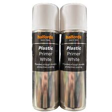PLASTIC PRIMER WHITE AEROSOL SPRAY 300ML HALFORDS CANS X2