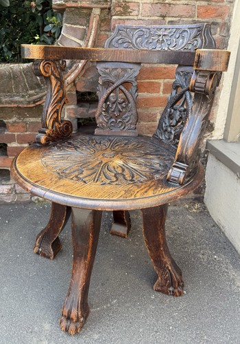 Carved oak antique captains - oak,