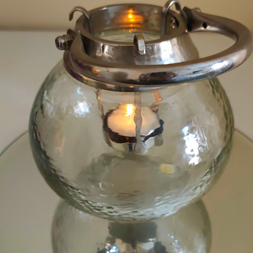 Clear glass round hanging tea - hanging,