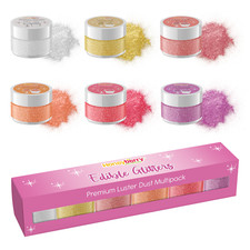 Edible Glitter for Drinks Cakes Lustre Dust Multipack Shimmering Powder (6 x 3g)