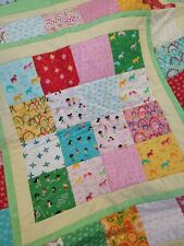 Lightly Quilted Patchwork Bedspread For A Cot, Approx 113cm x 113cm